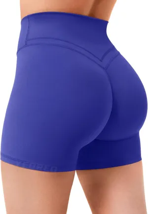 YEOREO Gym Workout Shorts for Women High Waisted Tummy Control Hidden Scrunch 4.5" Booty Shorts Julissa Cross Waist Yoga