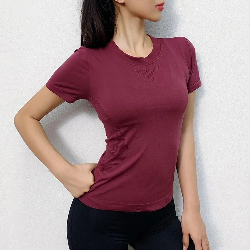 Yoga Fitting Stretchable T-Shirt Fitness Dance Sexy Slim Look Activewear Quick Dry Activewear
