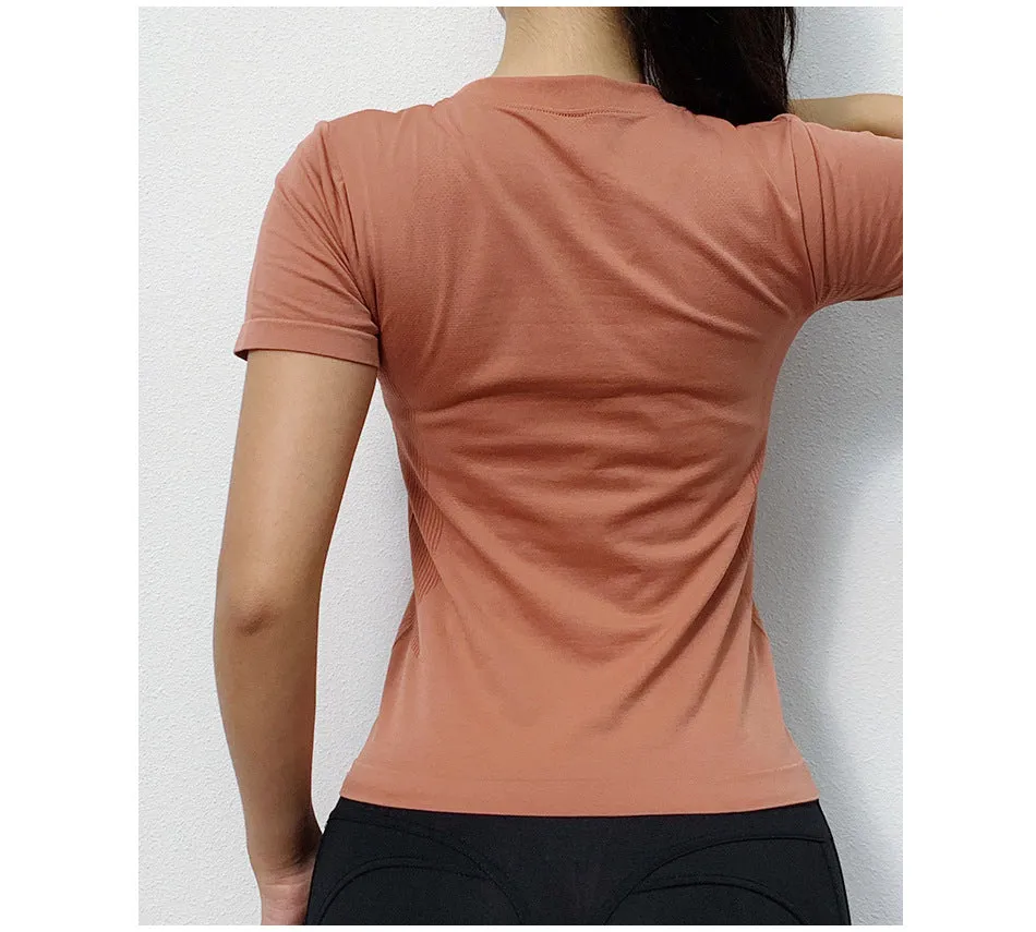 Yoga Fitting Stretchable T-Shirt Fitness Dance Sexy Slim Look Activewear Quick Dry Activewear