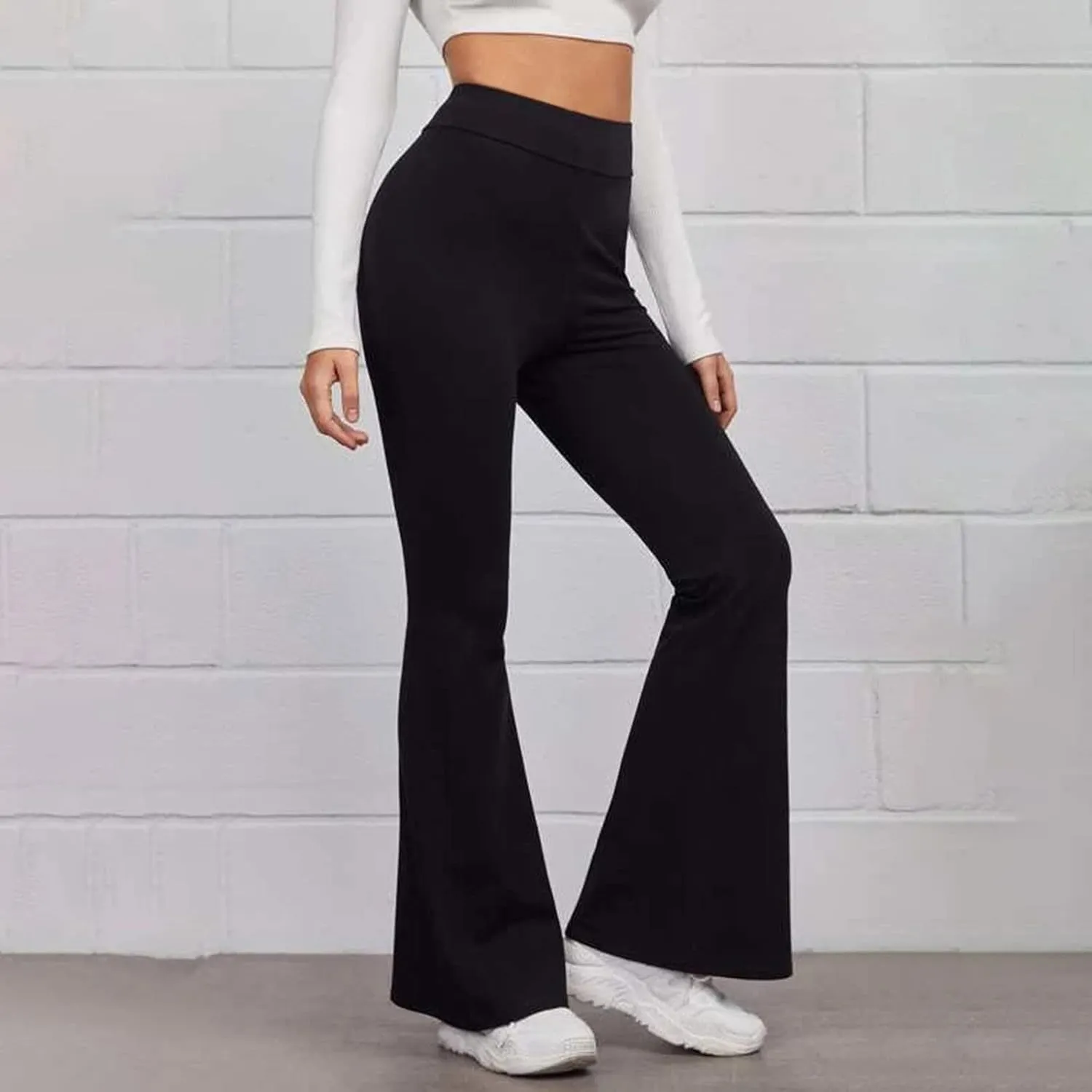 Yoga Flared Pants for Women High Waisted Bootcut Workout Tummy Control Leggings Trendy Stretchy Athletic Trousers