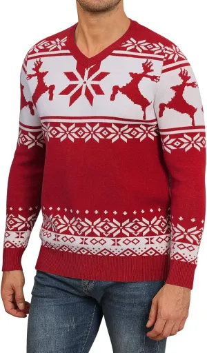YTD Men's Casual Slim Fit V-Neck Pullover Long Sleeve Knitted Pullover Sweaters