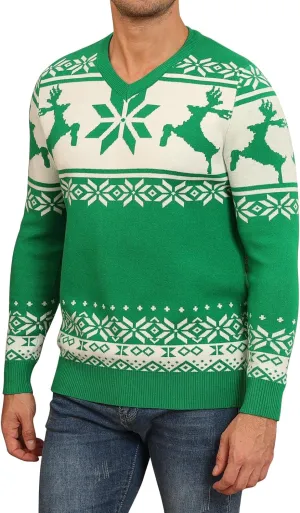 YTD Men's Casual Slim Fit V-Neck Pullover Long Sleeve Knitted Pullover Sweaters