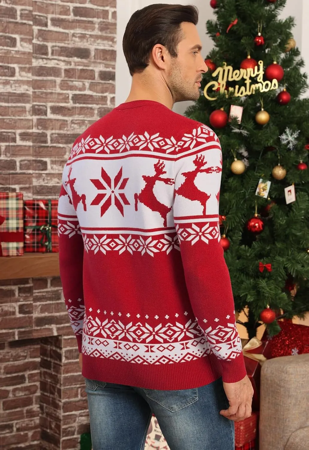 YTD Men's Casual Slim Fit V-Neck Pullover Long Sleeve Knitted Pullover Sweaters