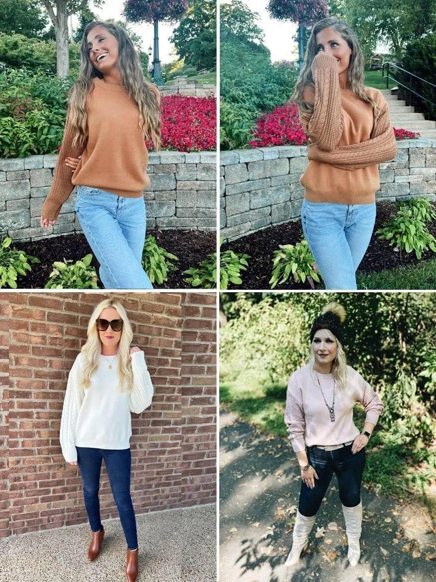 ZESICA Women's Fall Long Sleeve Crew Neck Solid Color Cable Knit Chunky Casual Oversized Pullover Sweater Tops