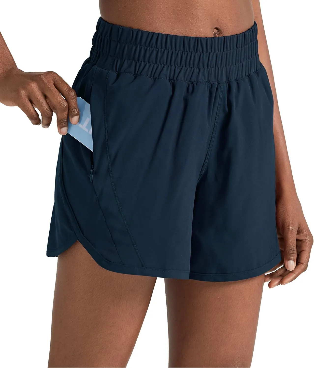 ZUTY 5" Athletic Running Shorts for Women with Zipper Pocket High Waisted Quick Dry Workout Gym Shorts with Liner
