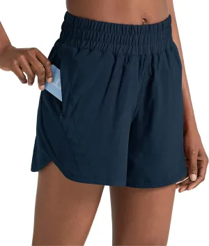 ZUTY 5" Athletic Running Shorts for Women with Zipper Pocket High Waisted Quick Dry Workout Gym Shorts with Liner