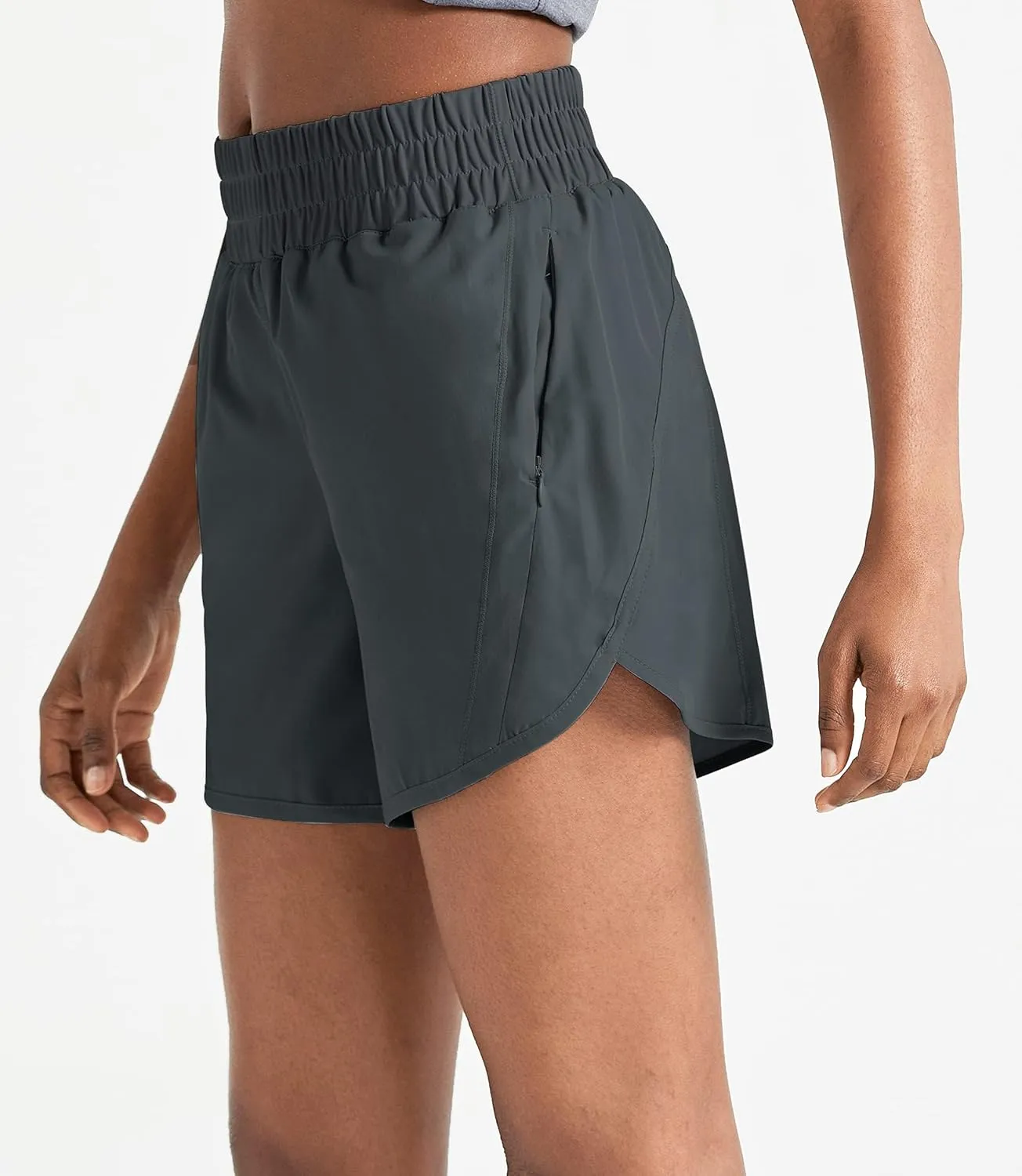 ZUTY 5" Athletic Running Shorts for Women with Zipper Pocket High Waisted Quick Dry Workout Gym Shorts with Liner