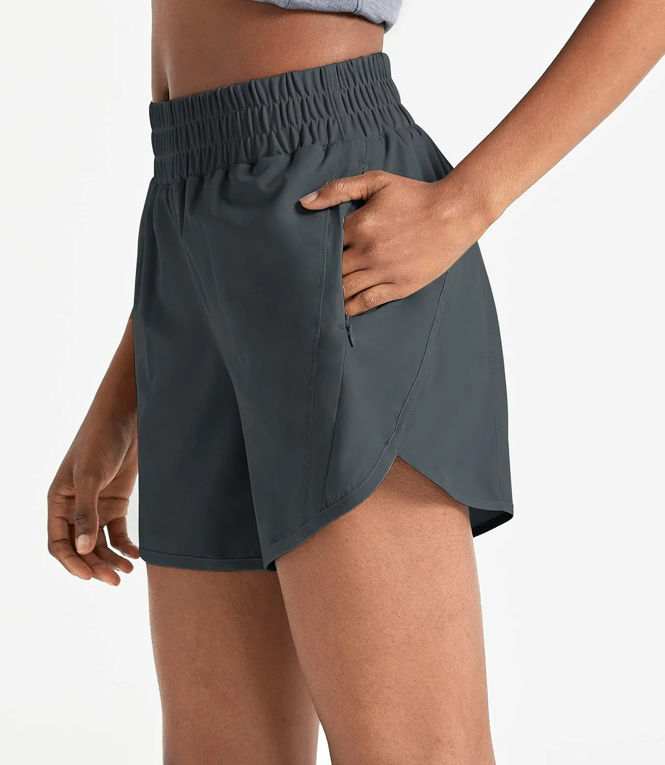 ZUTY 5" Athletic Running Shorts for Women with Zipper Pocket High Waisted Quick Dry Workout Gym Shorts with Liner