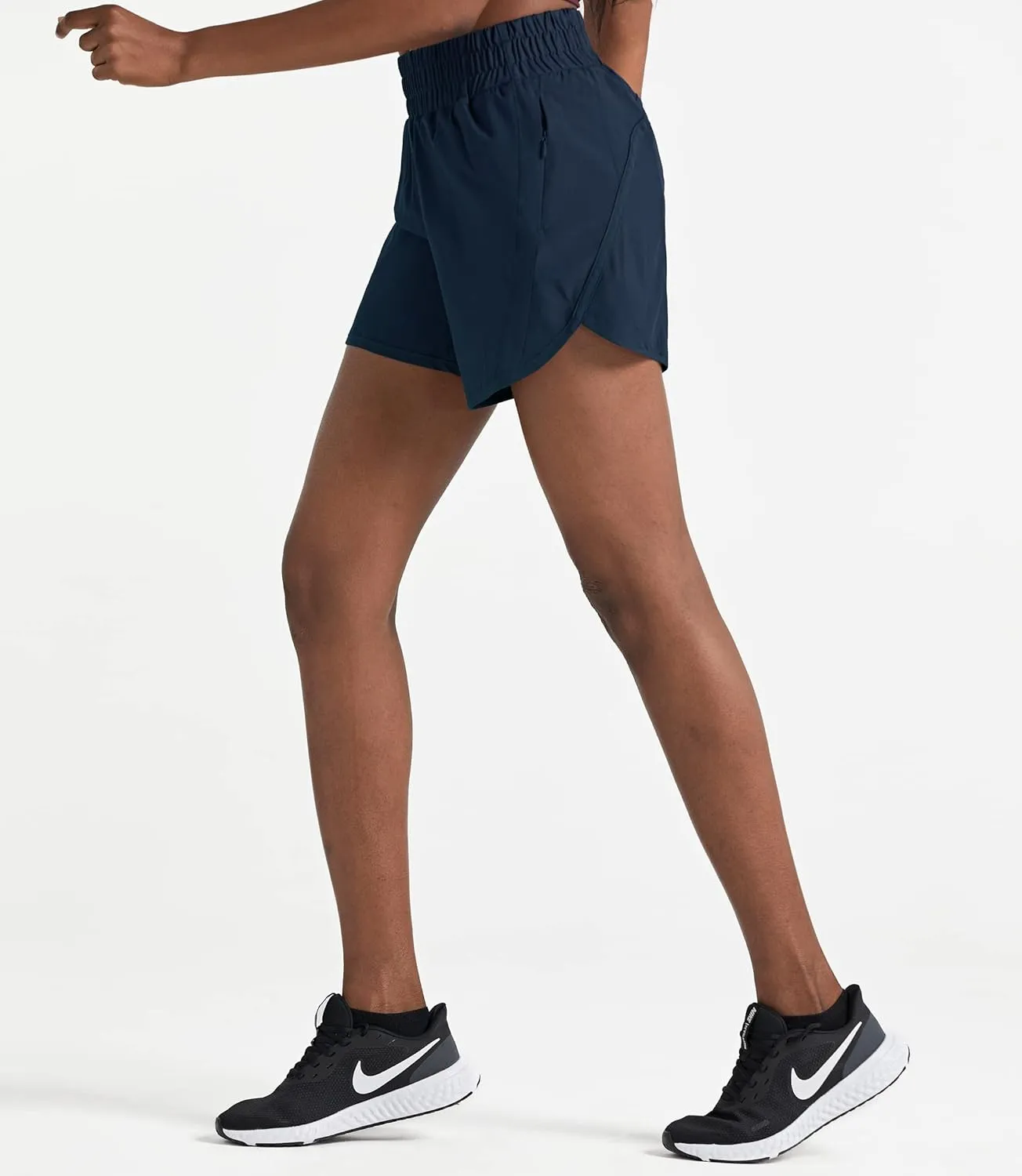 ZUTY 5" Athletic Running Shorts for Women with Zipper Pocket High Waisted Quick Dry Workout Gym Shorts with Liner