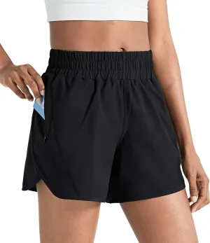 ZUTY 5" Athletic Running Shorts for Women with Zipper Pocket High Waisted Quick Dry Workout Gym Shorts with Liner