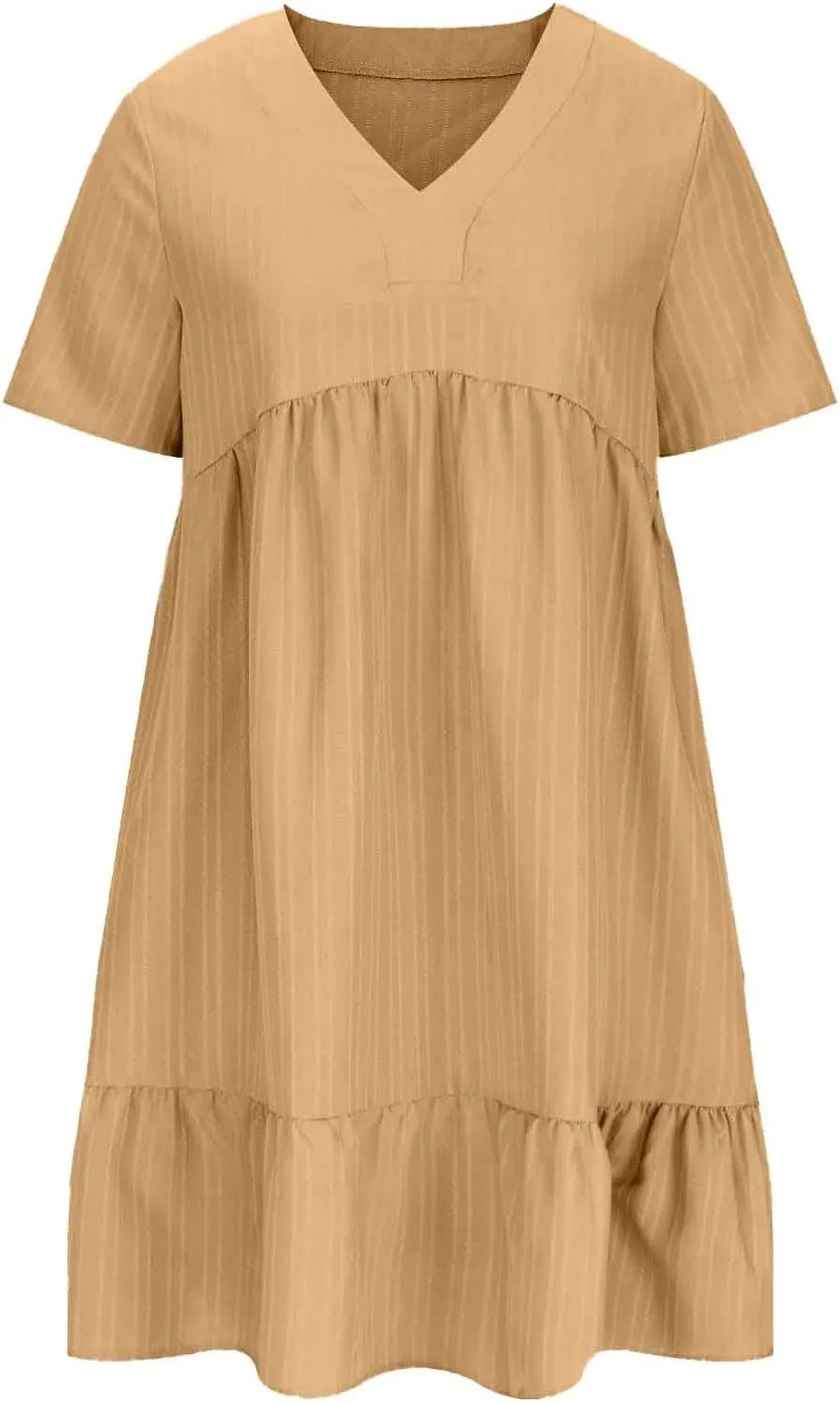 ZYXTIM Summer Dresses for Women 2025 V Neck Short Sleeve Casual Loose Flowy Swing Dress Plus Size Plain Boho Beach Sundress